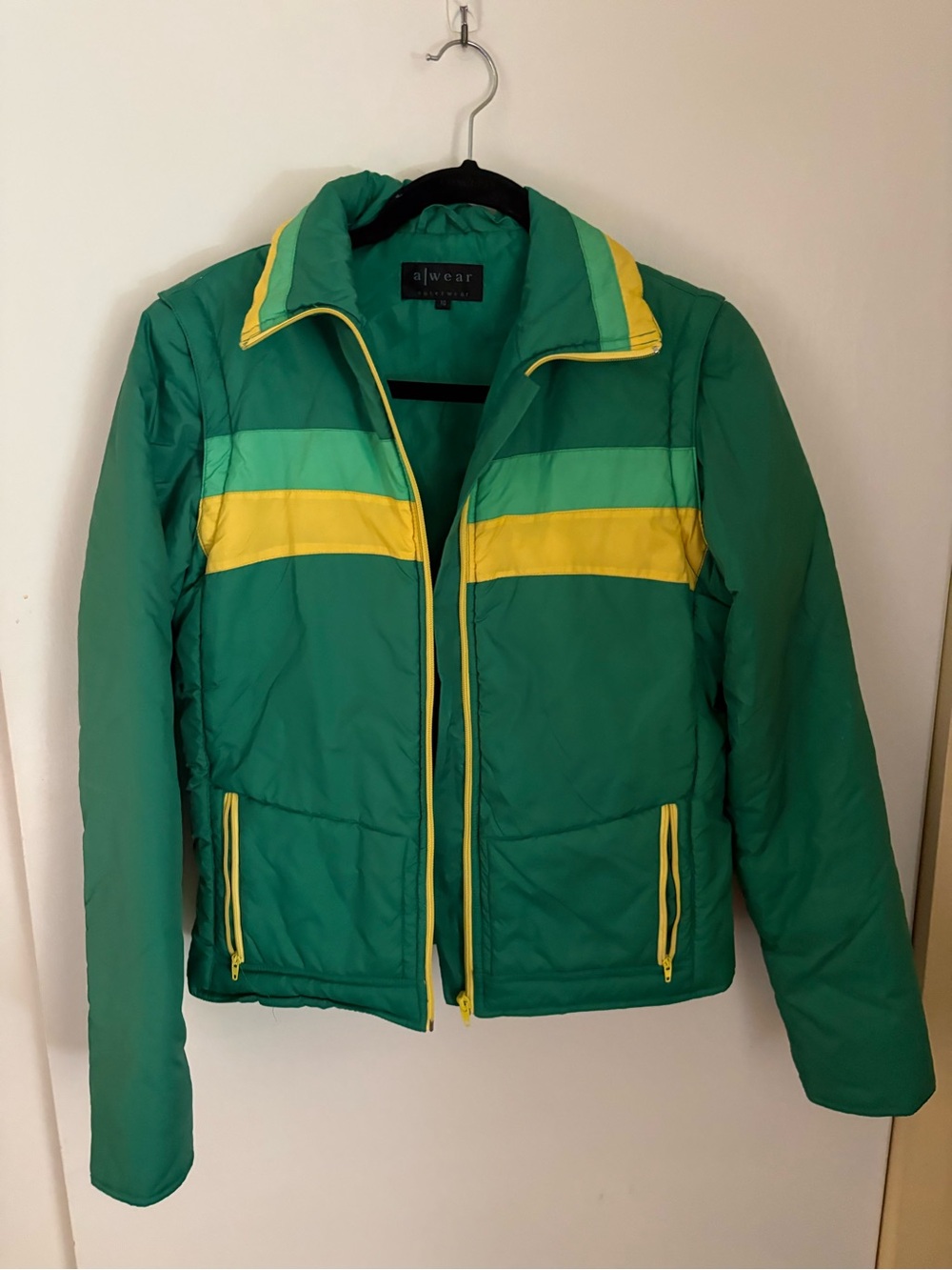 Vintage Green & Yellow Quilted Puffer Jacket
